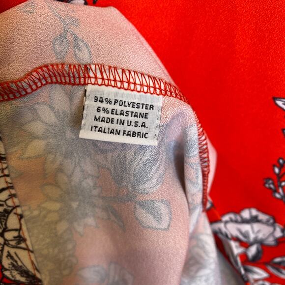 Bryn Walker Orange Red Floral Pants Set Button Down Blouse Crop Pants EUC Sz S/M - Picture 8 of 16